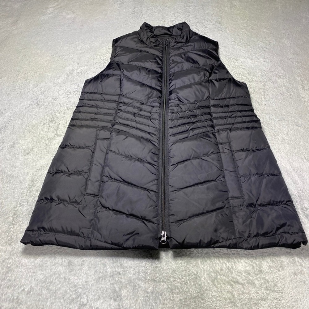 J. Jill‎ Womens S Puffer Vest Quilted Black Down Filled Full Zip Mock Neck